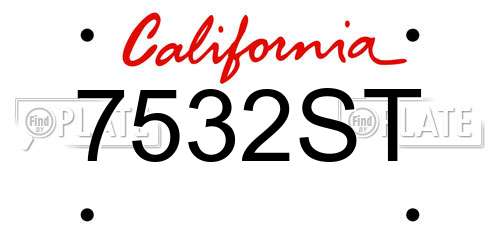 7532ST California License Plate