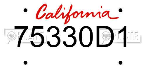 75330D1 California License Plate