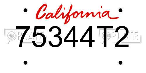 75344T2 California License Plate