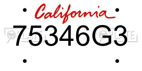 75346G3 California License Plate