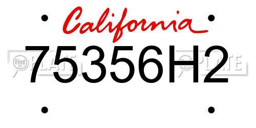 75356H2 California License Plate