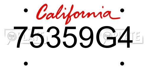75359G4 California License Plate