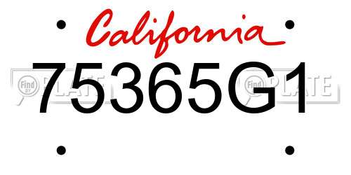 75365G1 California License Plate