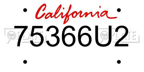 75366U2 California License Plate