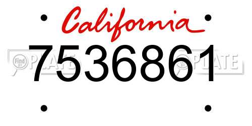 7536861 California License Plate