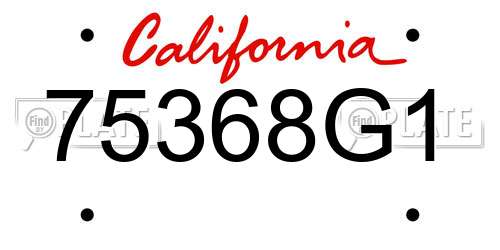 75368G1 California License Plate