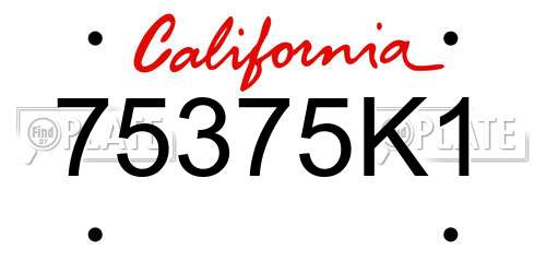 75375K1 California License Plate
