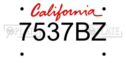 7537BZ California License Plate
