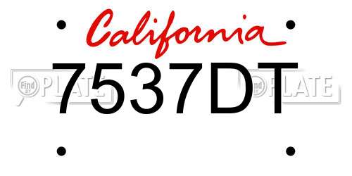 7537DT California License Plate