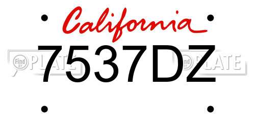 7537DZ California License Plate