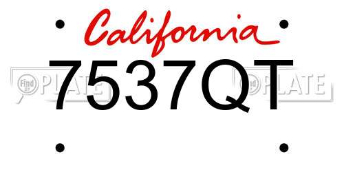 7537QT California License Plate