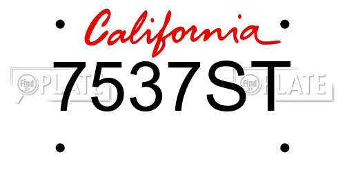 7537ST California License Plate
