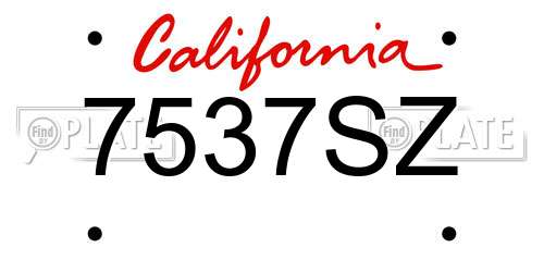 7537SZ California License Plate