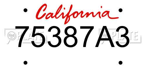 75387A3 California License Plate