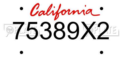 75389X2 California License Plate