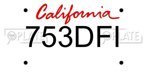 753DFI California License Plate