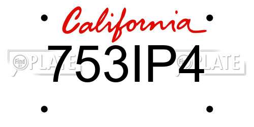 753IP4 California License Plate