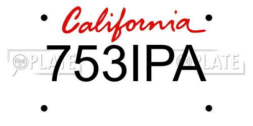 753IPA California License Plate