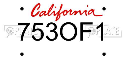 753OF1 California License Plate