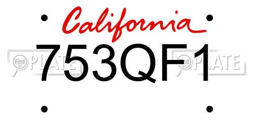 753QF1 California License Plate