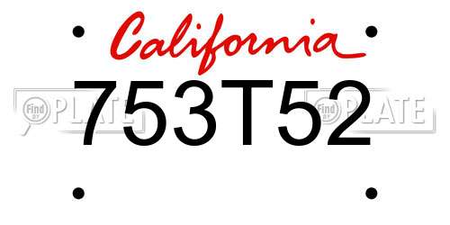 753T52 California License Plate