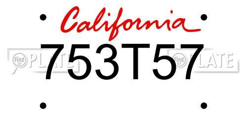 753T57 California License Plate