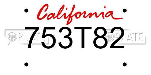 753T82 California License Plate