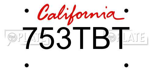 753TBT California License Plate