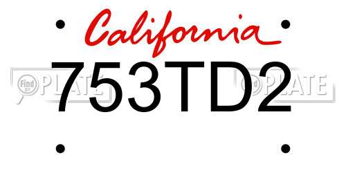 753TD2 California License Plate