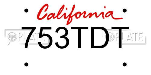753TDT California License Plate