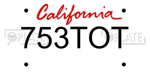 753TOT California License Plate