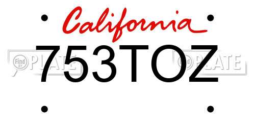 753TOZ California License Plate