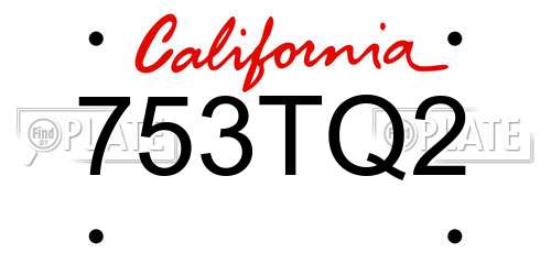 753TQ2 California License Plate