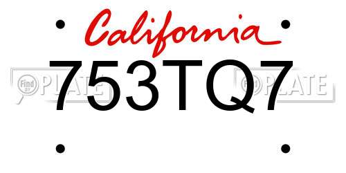753TQ7 California License Plate