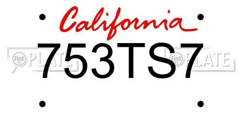 753TS7 California License Plate
