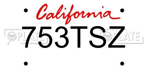 753TSZ California License Plate