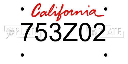 753Z02 California License Plate