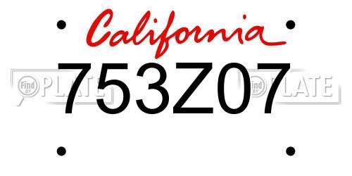 753Z07 California License Plate