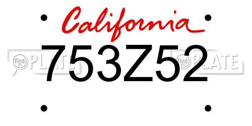 753Z52 California License Plate