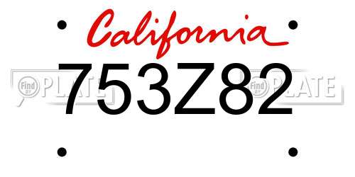 753Z82 California License Plate