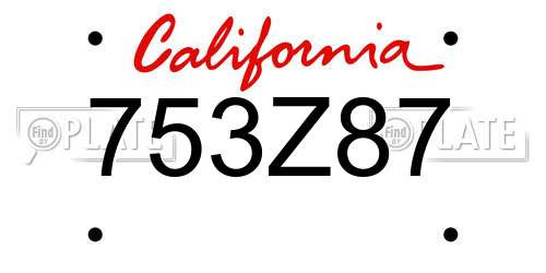 753Z87 California License Plate
