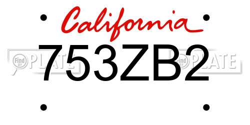 753ZB2 California License Plate