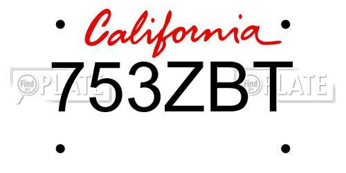 753ZBT California License Plate