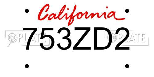 753ZD2 California License Plate