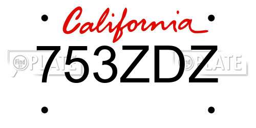 753ZDZ California License Plate