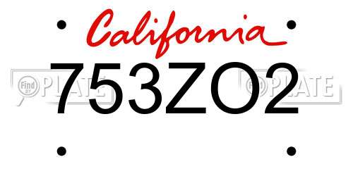 753ZO2 California License Plate
