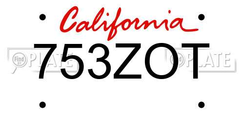 753ZOT California License Plate