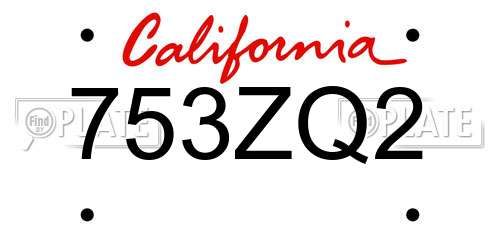 753ZQ2 California License Plate