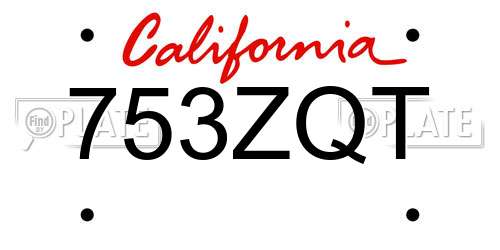 753ZQT California License Plate