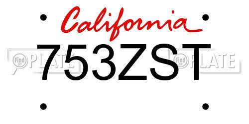 753ZST California License Plate